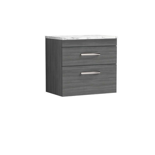 Nuie 600mm Wall Hung 2-Drawer Unit With Laminate Worktop