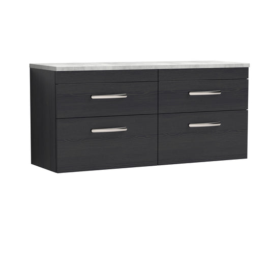 Nuie 1200mm Charcoal Black Wall Hung 4-Drawer Unit With Laminate Worktop