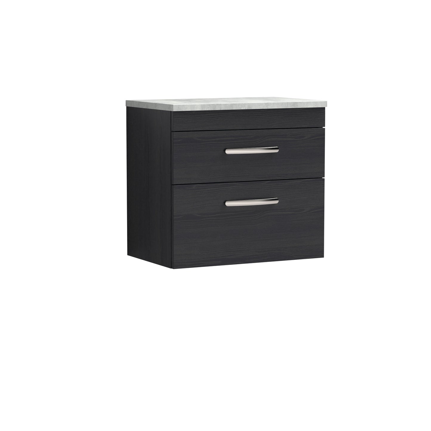 Nuie Athena 600mm Wall Hung Charcoal Black 2 Drawer Vanity Unit With Worktop