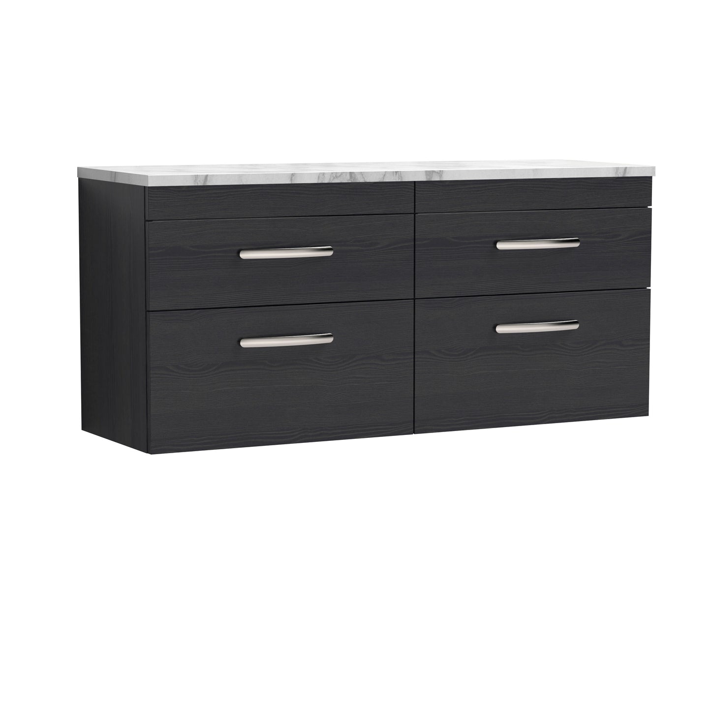 Nuie 1200mm Charcoal Black Wall Hung 4-Drawer Vanity Unit With Laminate Worktop