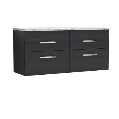 Nuie 1200mm Charcoal Black Wall Hung 4-Drawer Vanity Unit With Laminate Worktop