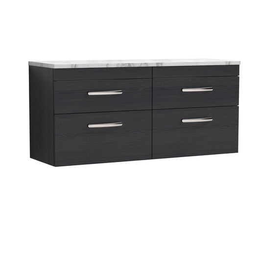 Nuie 1200mm Charcoal Black Wall Hung 4-Drawer Vanity Unit With Laminate Worktop