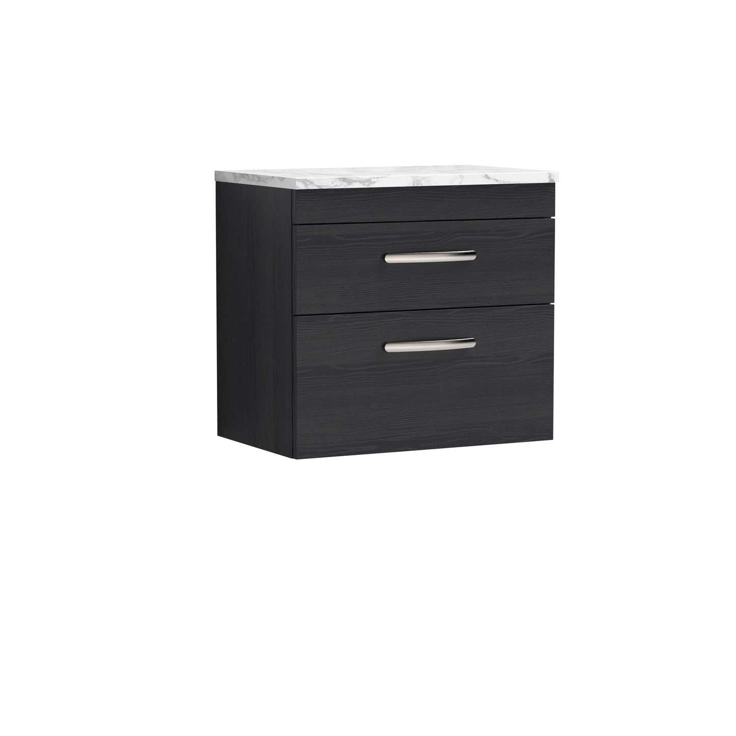 Nuie 600mm Wall Hung Charcoal Black 2-Drawer Unit With Laminate Worktop