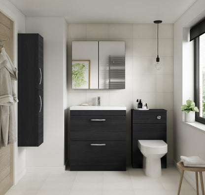 Nuie Athena 800mm Charcoal Black Floor Standing 2 Drawer Vanity Unit With 1 Tap Hole Basin