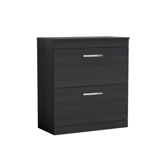 Nuie Athena 800mm Charcoal Black Floor Standing 2 Drawer Vanity Unit With Worktop, Soft Close Drawers & Handles