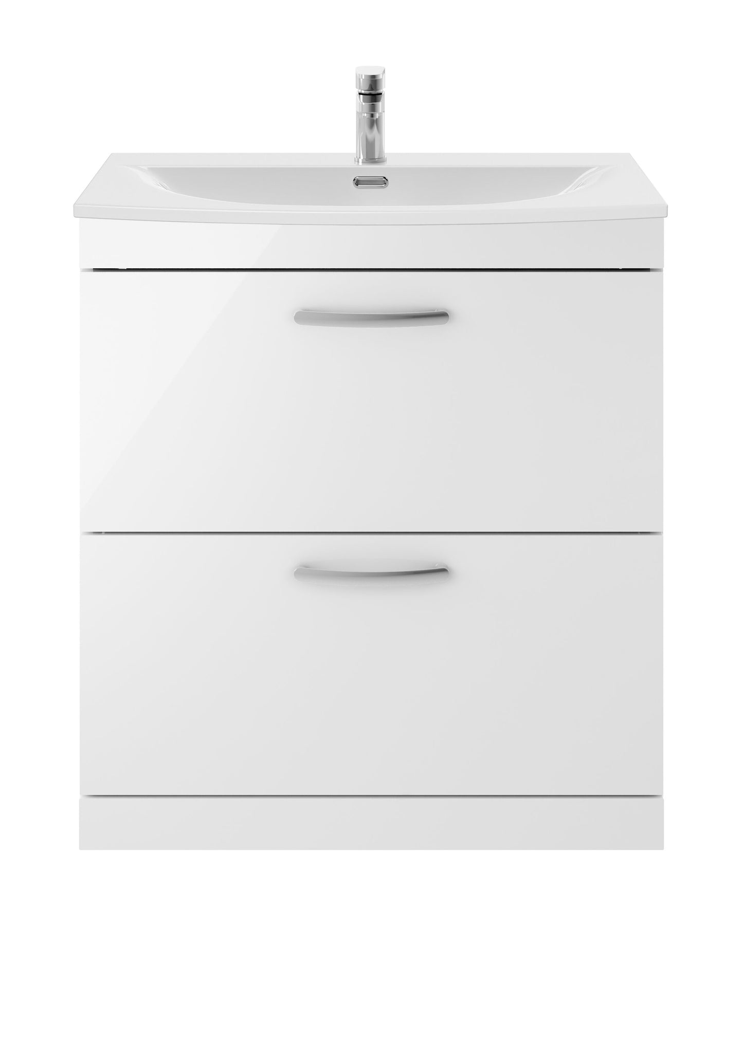 Nuie Athena 800mm Gloss White Floor Standing 2 Drawer Vanity Unit With Basin