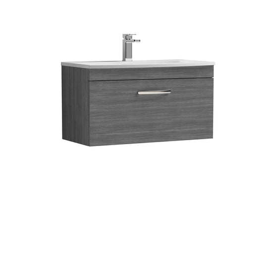 Nuie Athena 800mm Wall Hung Single Drawer Vanity Unit With 1 Tap Hole Basin