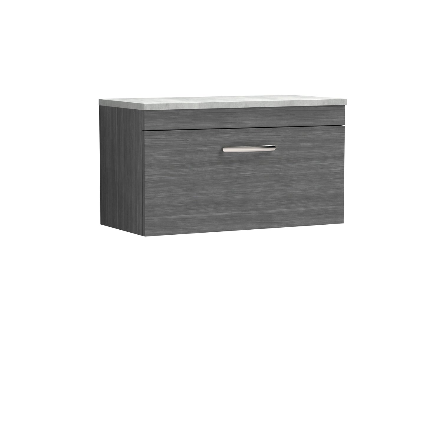 Nuie Athena 800mm Wall Hung Single Drawer Vanity Unit With Grey Worktop