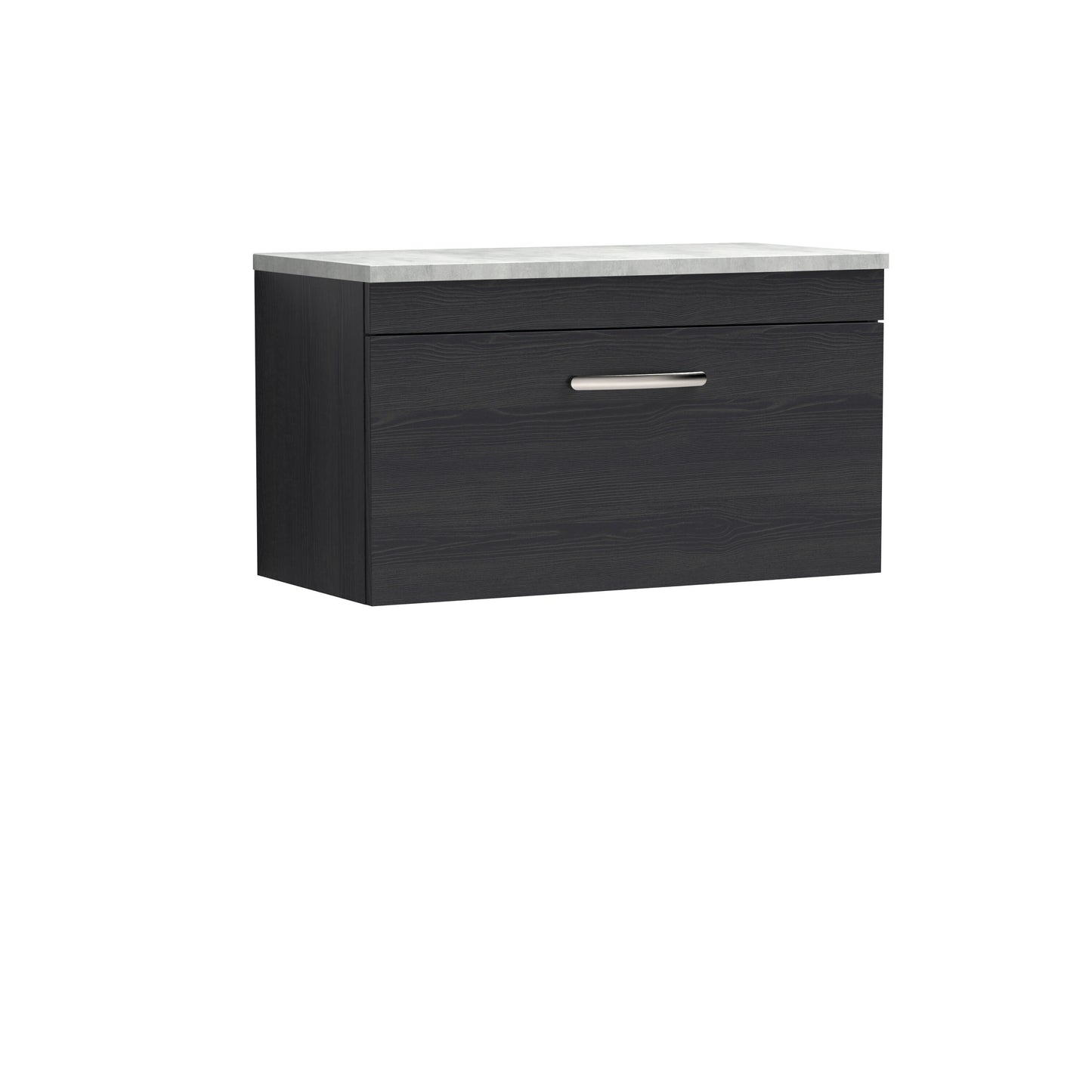Nuie Athena 800mm Charcoal Black Wall Hung Single Drawer Vanity Unit With Laminate Worktop