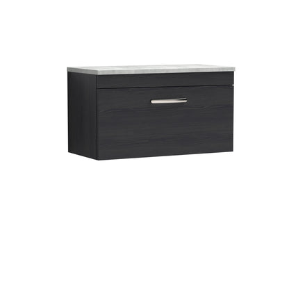 Nuie Athena 800mm Charcoal Black Wall Hung Single Drawer Vanity Unit With Laminate Worktop