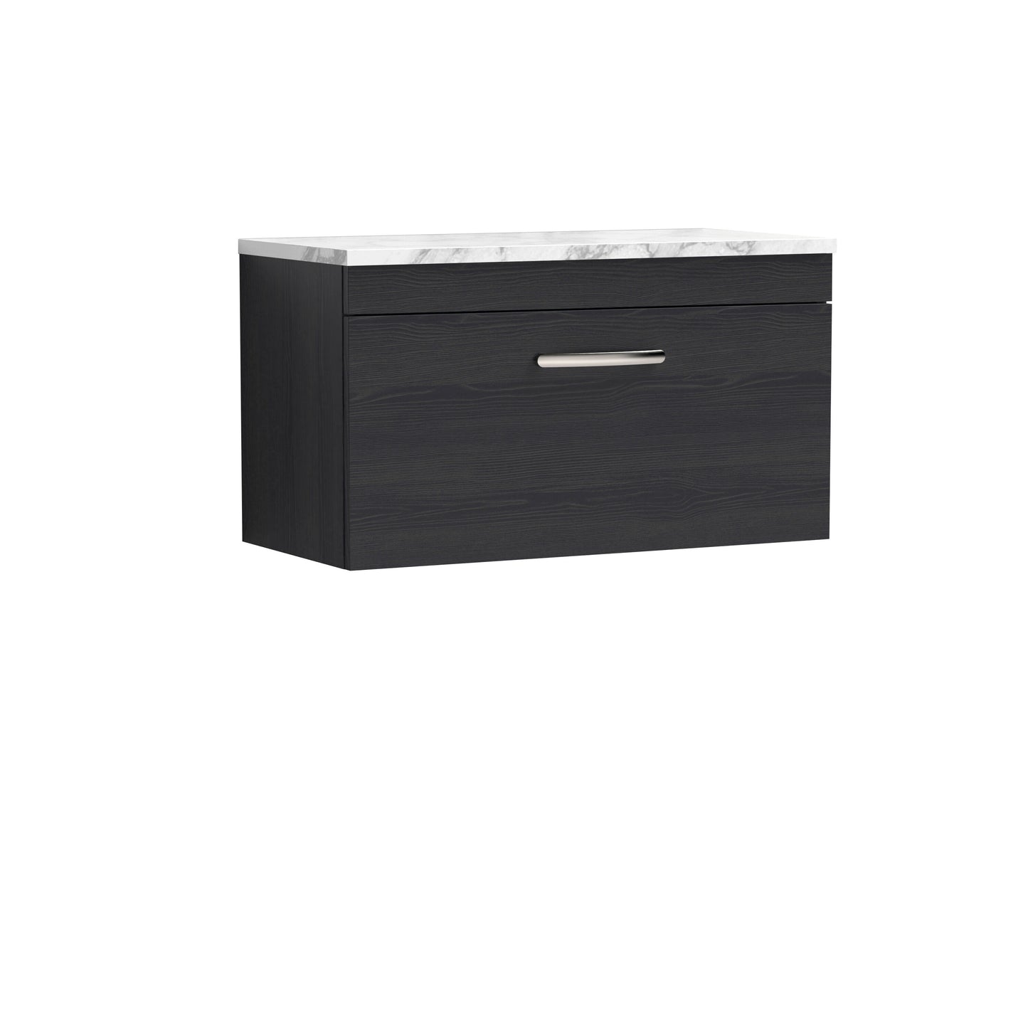 Nuie 800mm Charcoal Black Wall Hung Single Drawer Unit With Laminate Worktop