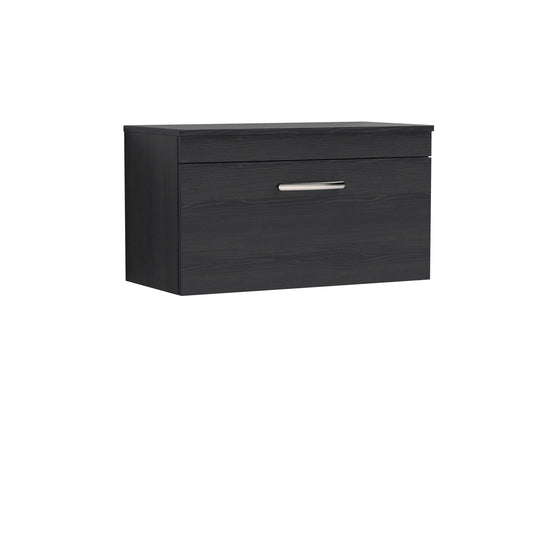Nuie Athena 800mm Charcoal Black Wall Hung Vanity Unit With Worktop & Soft Close Drawers