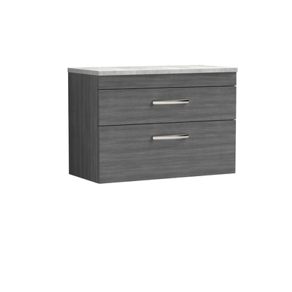 Nuie Athena 800mm Wall Hung 2 Drawer Vanity Unit With Laminate Worktop