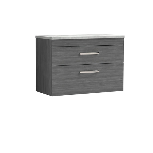 Nuie Athena 800mm Wall Hung 2 Drawer Vanity Unit With Laminate Worktop