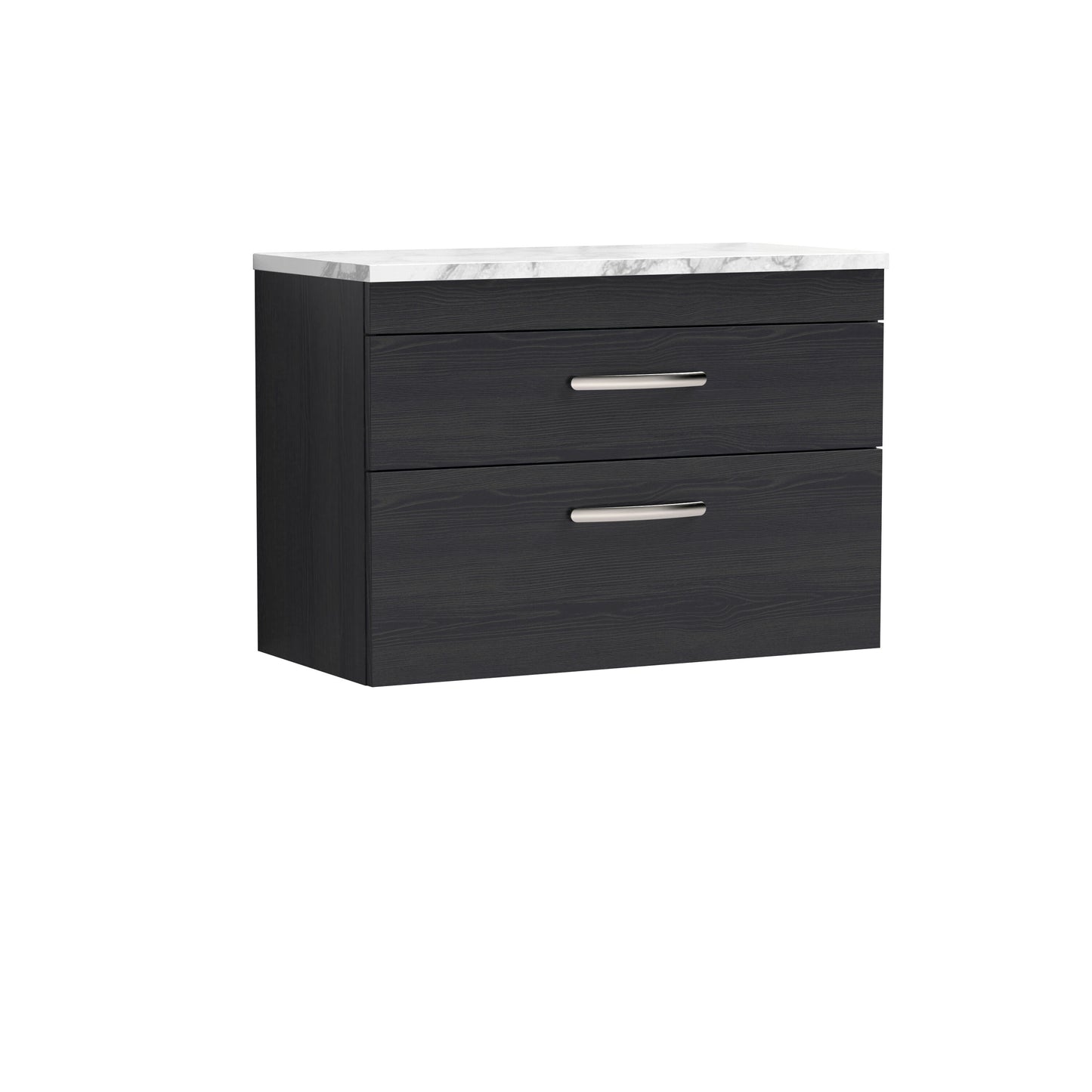 Nuie 800mm Charcoal Black Wall Hung 2-Drawer Unit With Laminate Worktop