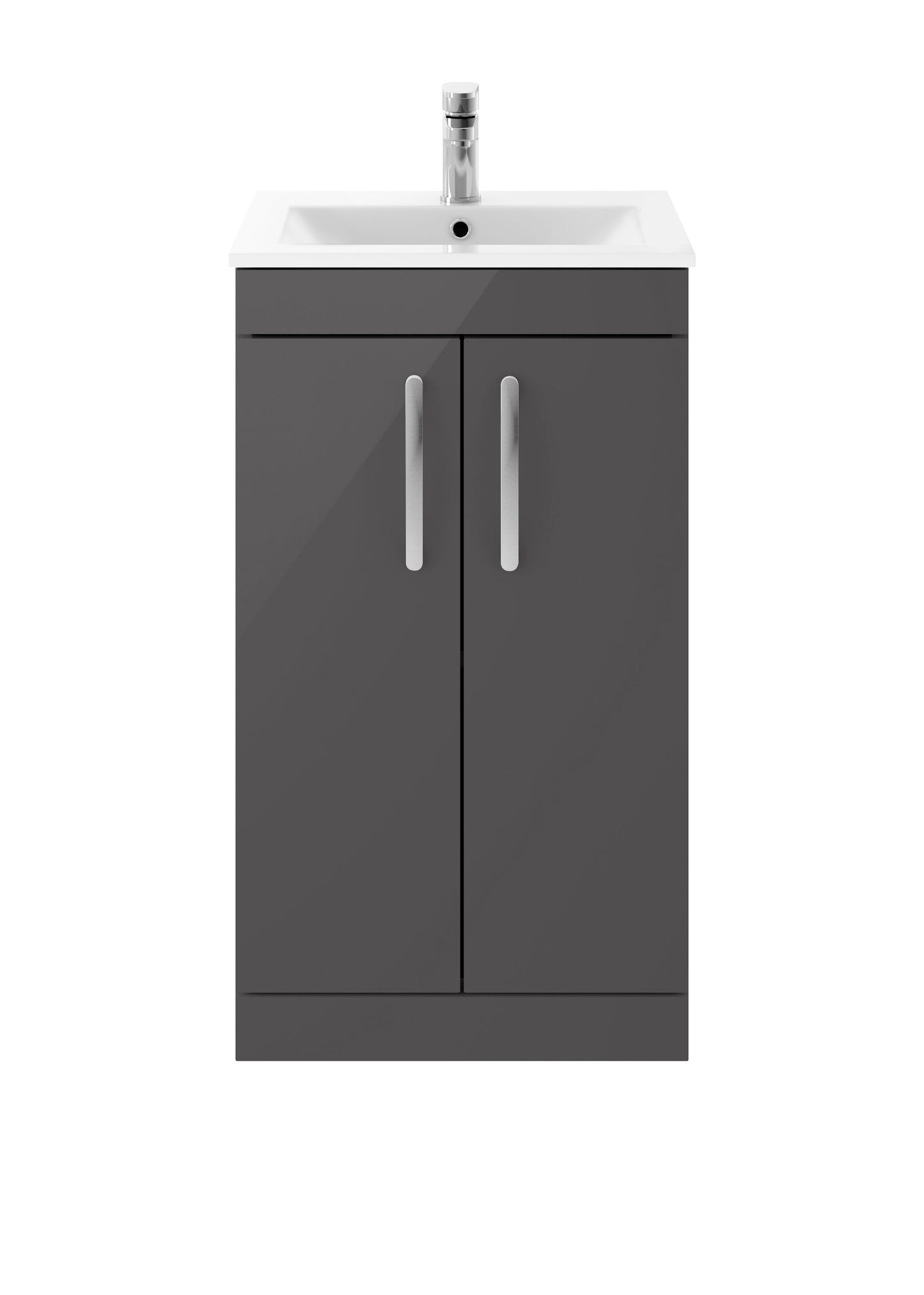 Nuie Athena 500mm Floor Standing 2 Door Vanity Unit With 1 Tap Hole Basin