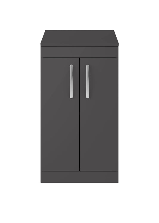 Nuie 505mm Gloss Grey Floor Standing 2 Door Vanity Unit With Worktop