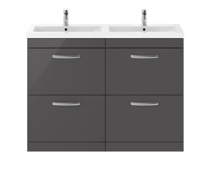 Nuie Athena 1200mm Floor Standing 4 Drawer Vanity Unit With Twin Basin