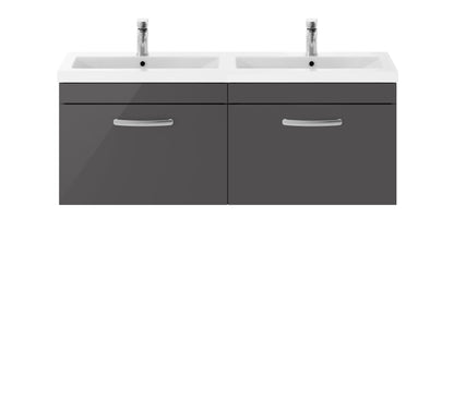 Nuie Athena 1200mm Wall Hung 2 Drawer Vanity Unit With Twin Basin
