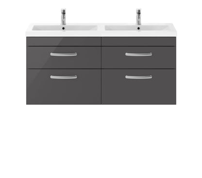 Nuie Athena 1200mm Wall Hung Vanity Unit With Twin Basin