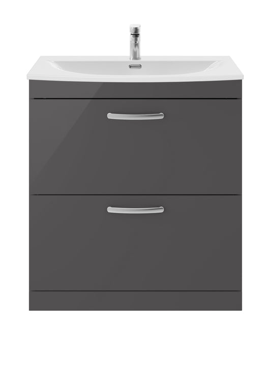 Nuie Athena 800mm Gloss Grey Floor Standing Vanity Unit with 1 Tap Hole Basin