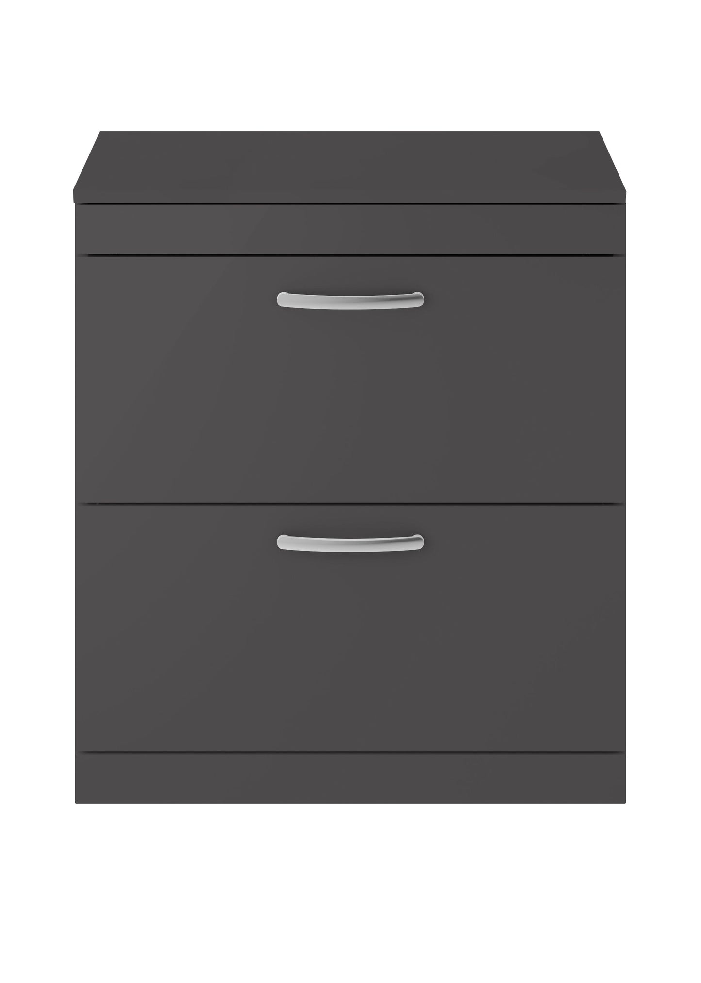 Nuie Athena 800mm Gloss Grey Floor Standing 2 Drawer Vanity Unit With Worktop