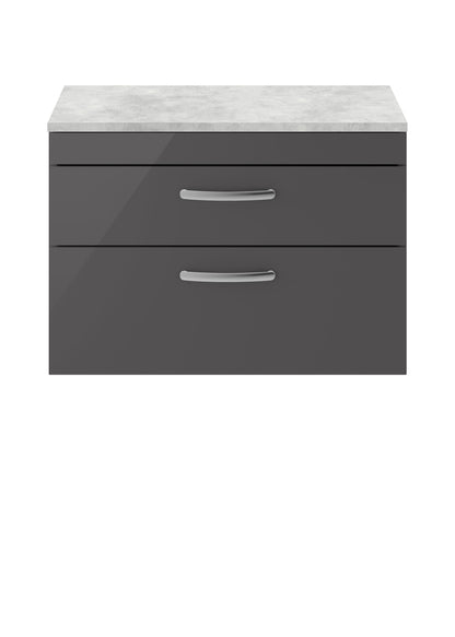 Nuie Athena 805mm Wall Hung 2 Drawer Vanity Unit With Worktop