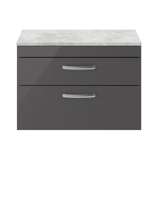 Nuie Athena 805mm Wall Hung 2 Drawer Vanity Unit With Worktop