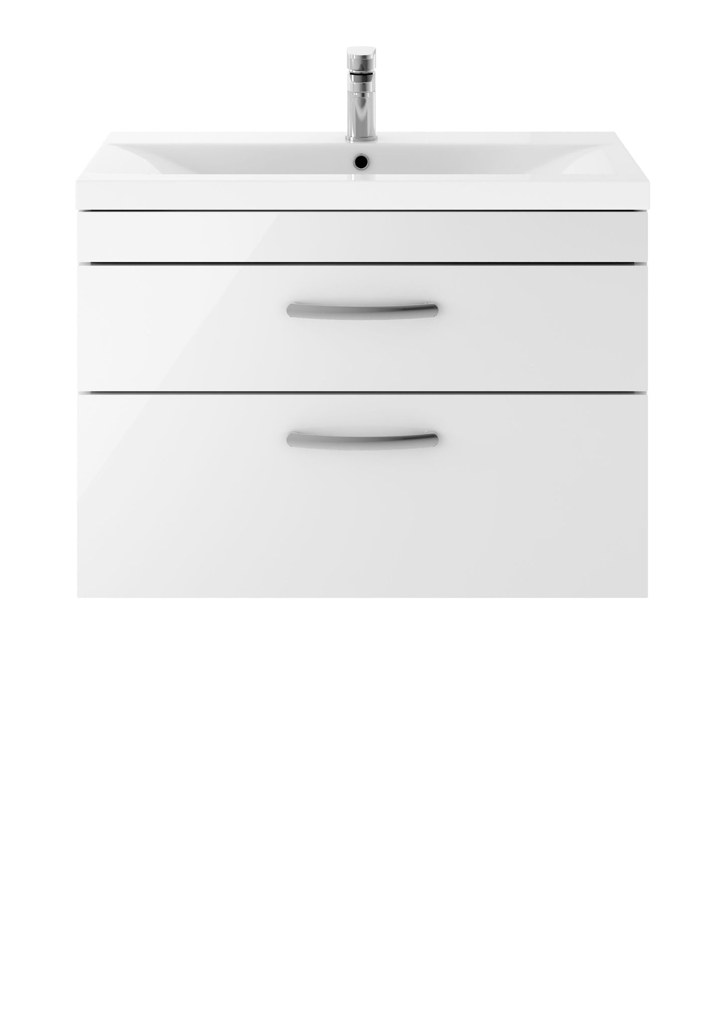 Nuie Athena 800mm Wall Hung 2 Drawer Vanity Unit with 1 Tap Hole Basin