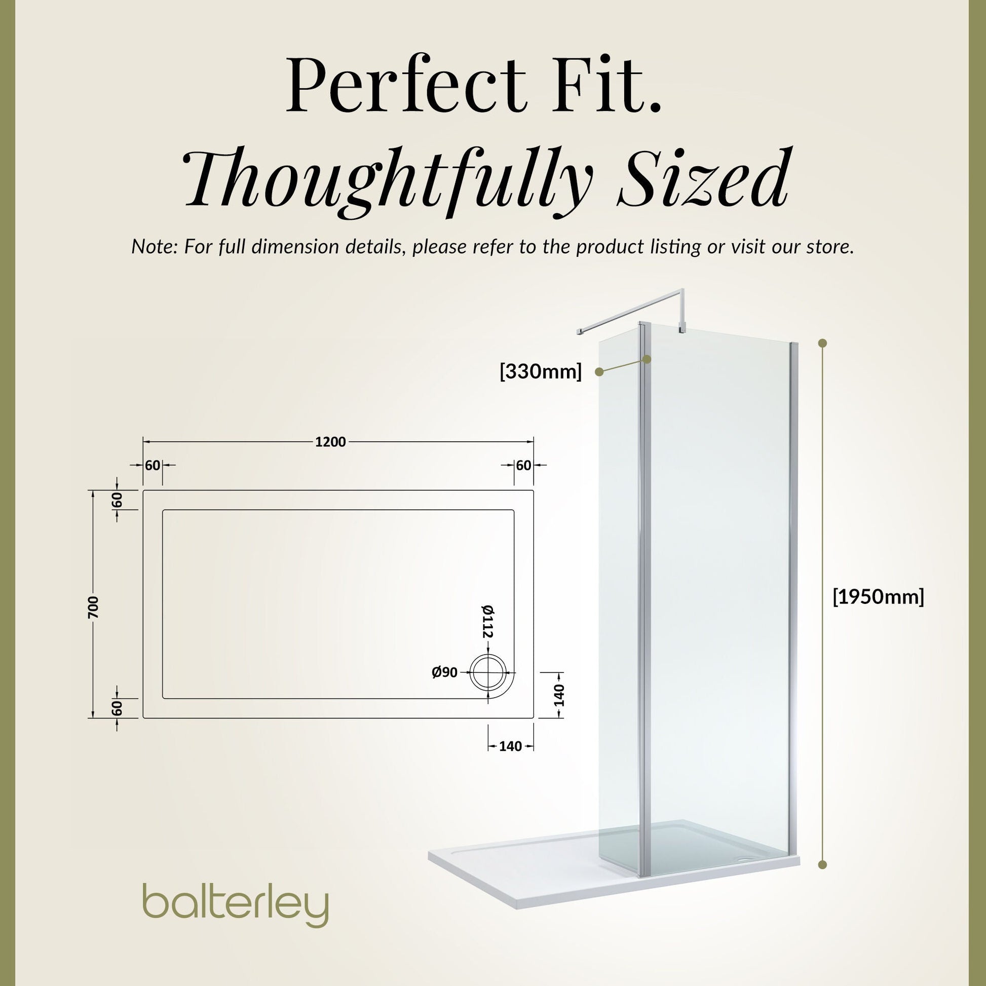 Contemporary 8mm Glass Walk In Wetroom Screen and Hinged Return Screen and Shower Tray - Choice of Size and Finish