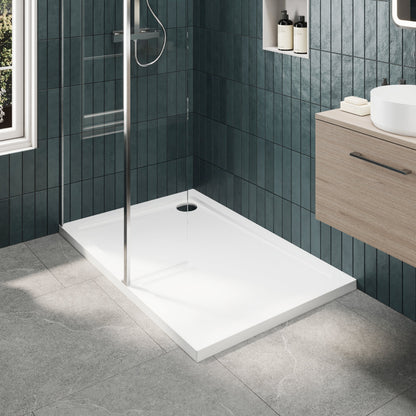 Contemporary 8mm Glass Walk In Wetroom Screen and Hinged Return Screen and Shower Tray - Choice of Size and Finish
