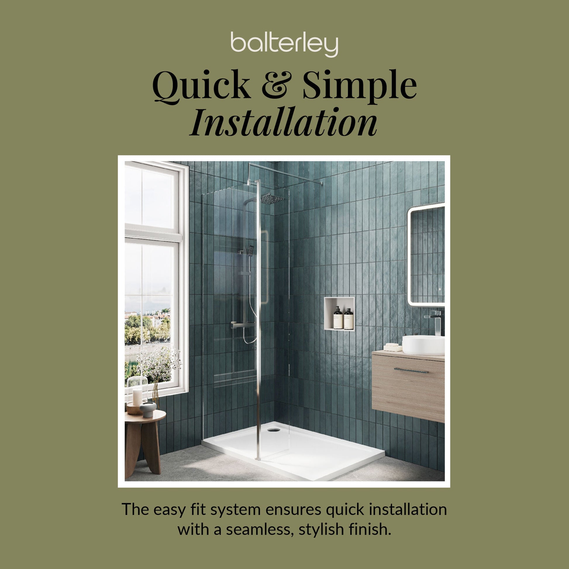 Contemporary 8mm Glass Walk In Wetroom Screen and Hinged Return Screen and Shower Tray - Choice of Size and Finish