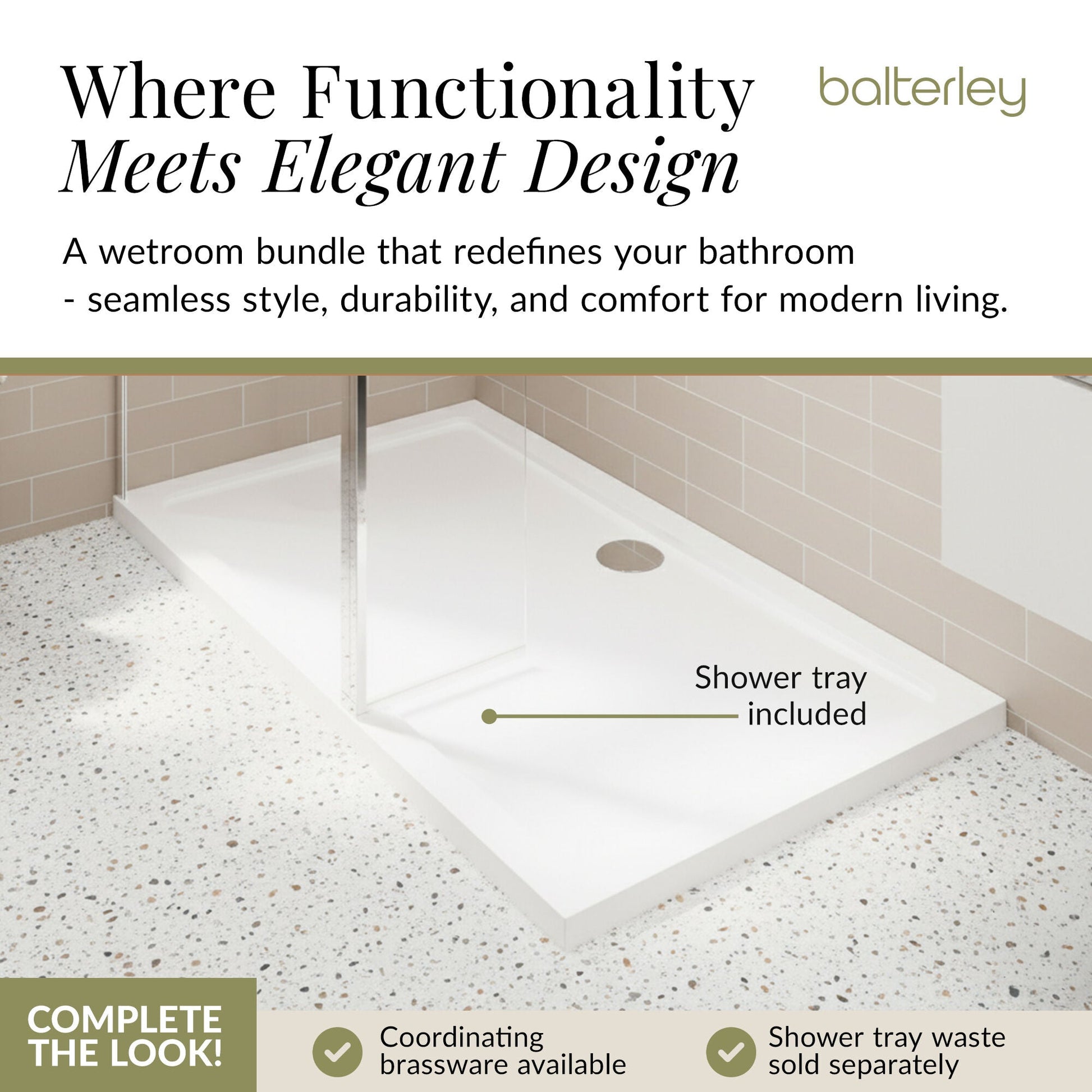 Contemporary 8mm Glass Walk In Wetroom Screen and Hinged Return Screen and Shower Tray - Choice of Size and Finish
