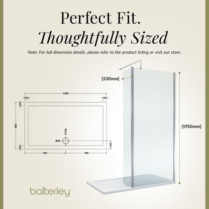 Contemporary 8mm Glass Walk In Wetroom Screen and Hinged Return Screen and Shower Tray - Choice of Size and Finish