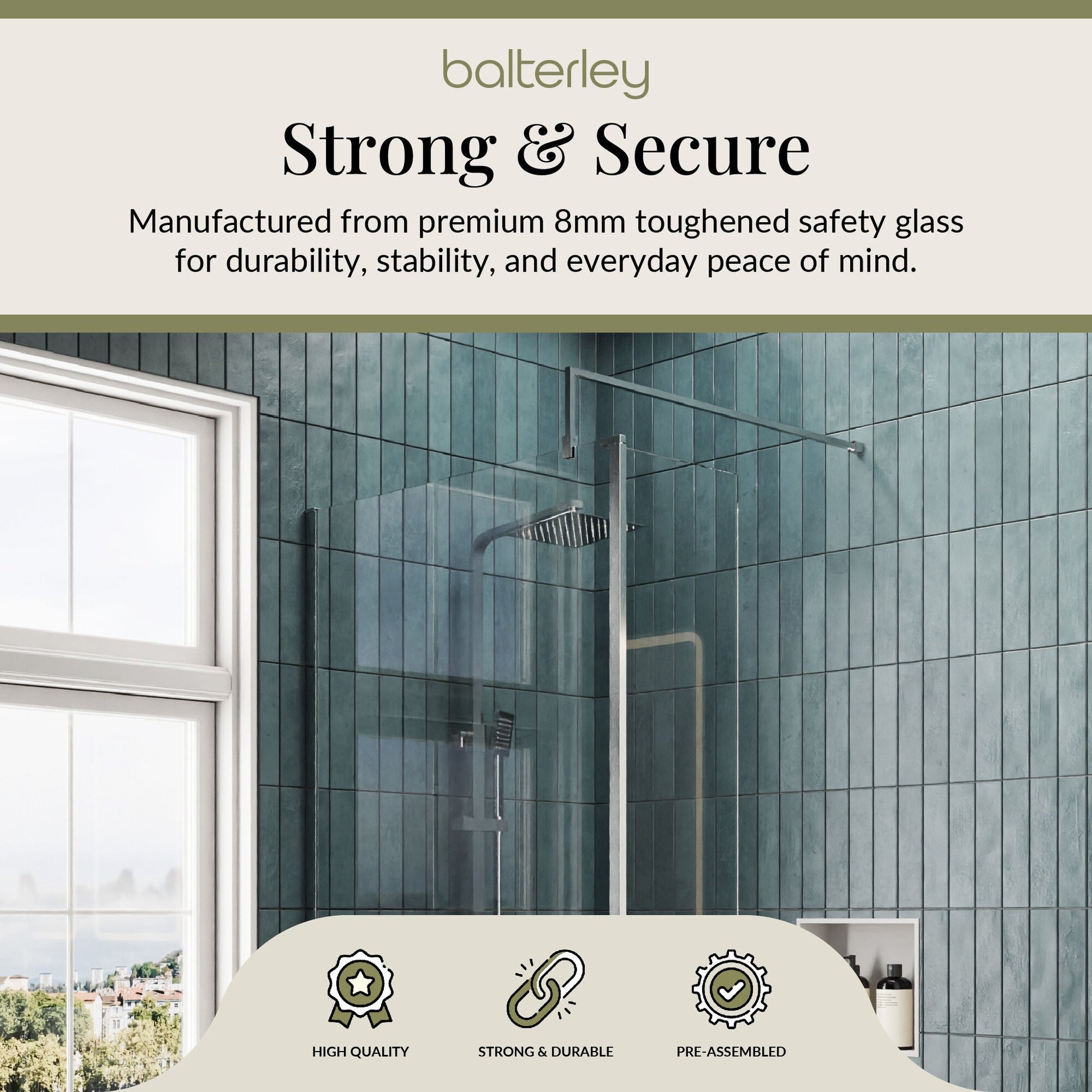 Contemporary 8mm Glass Walk In Wetroom Screen and Hinged Return Screen and Shower Tray - Choice of Size and Finish
