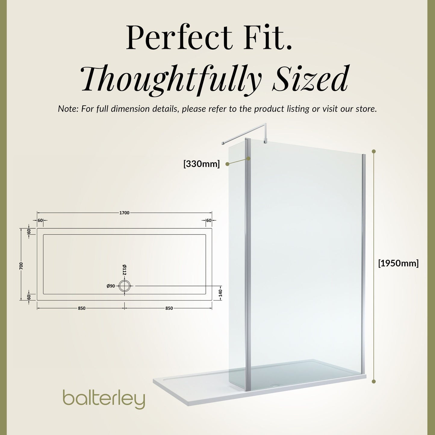 Contemporary 8mm Glass Walk In Wetroom Screen and Hinged Return Screen and Shower Tray - Choice of Size and Finish