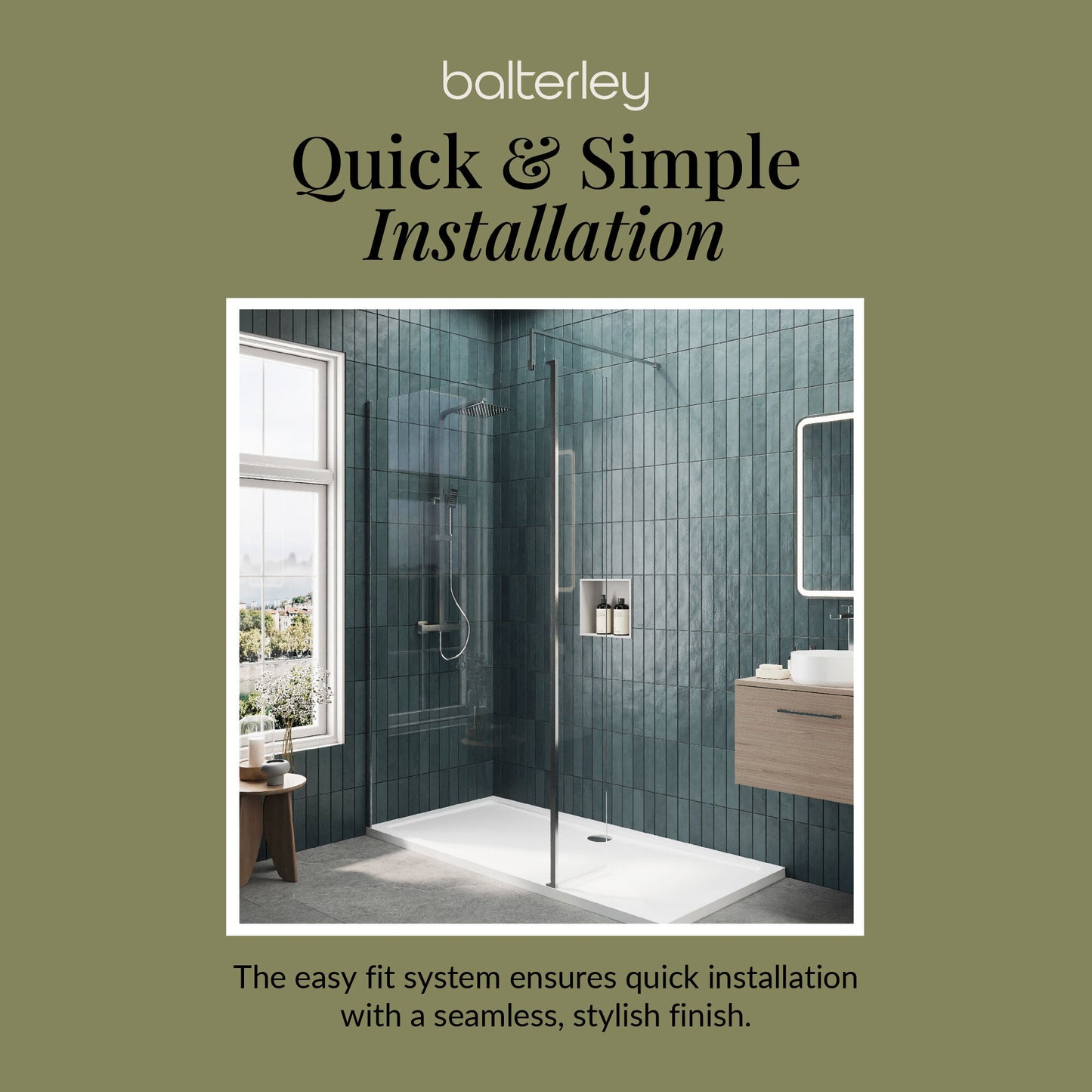 Contemporary 8mm Glass Walk In Wetroom Screen and Hinged Return Screen and Shower Tray - Choice of Size and Finish