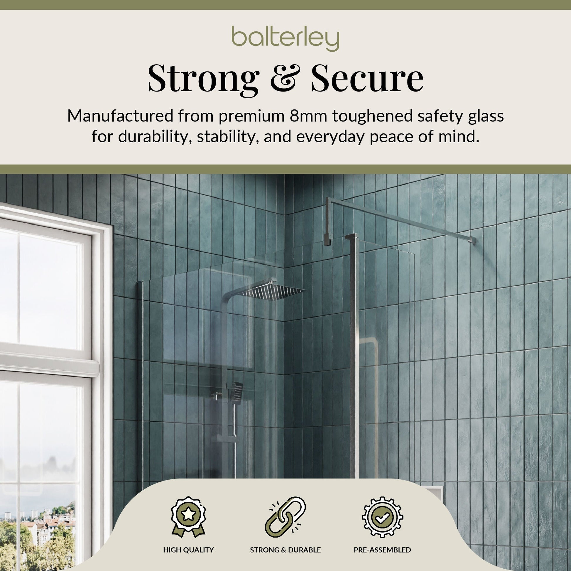 Contemporary 8mm Glass Walk In Wetroom Screen and Hinged Return Screen and Shower Tray - Choice of Size and Finish