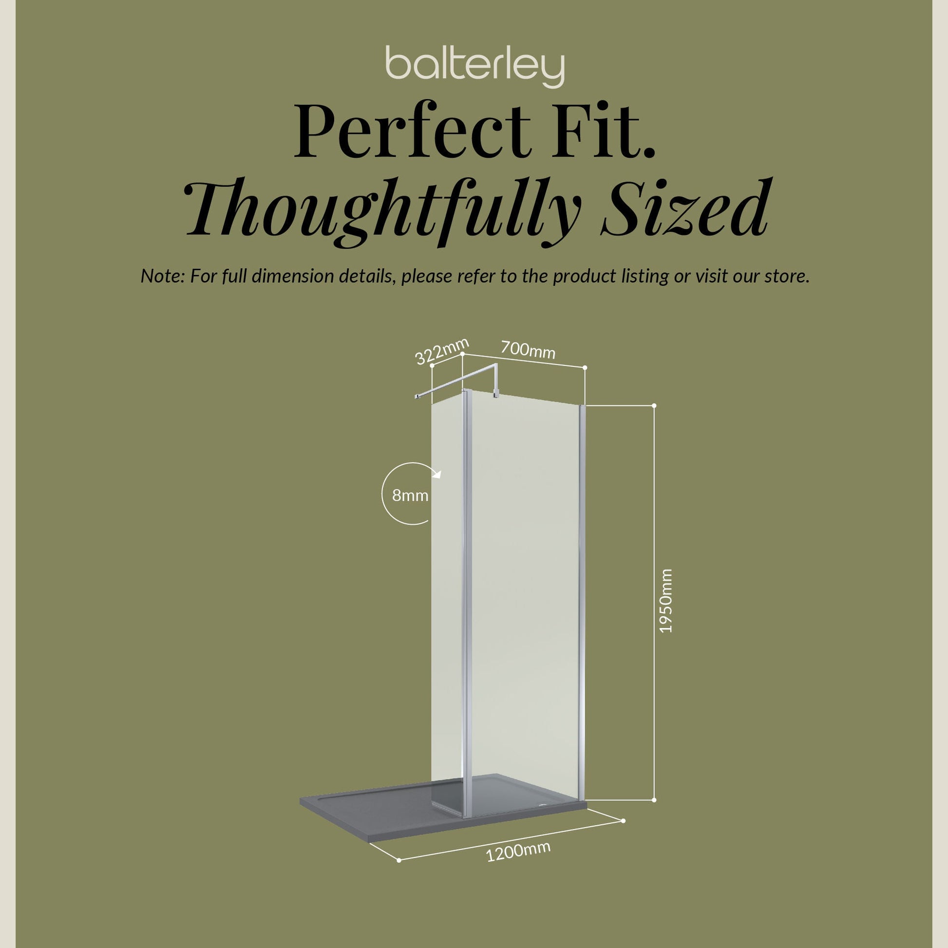 Contemporary 8mm Glass Walk In Wetroom Screen and Hinged Return Screen and Shower Tray - Choice of Size and Finish