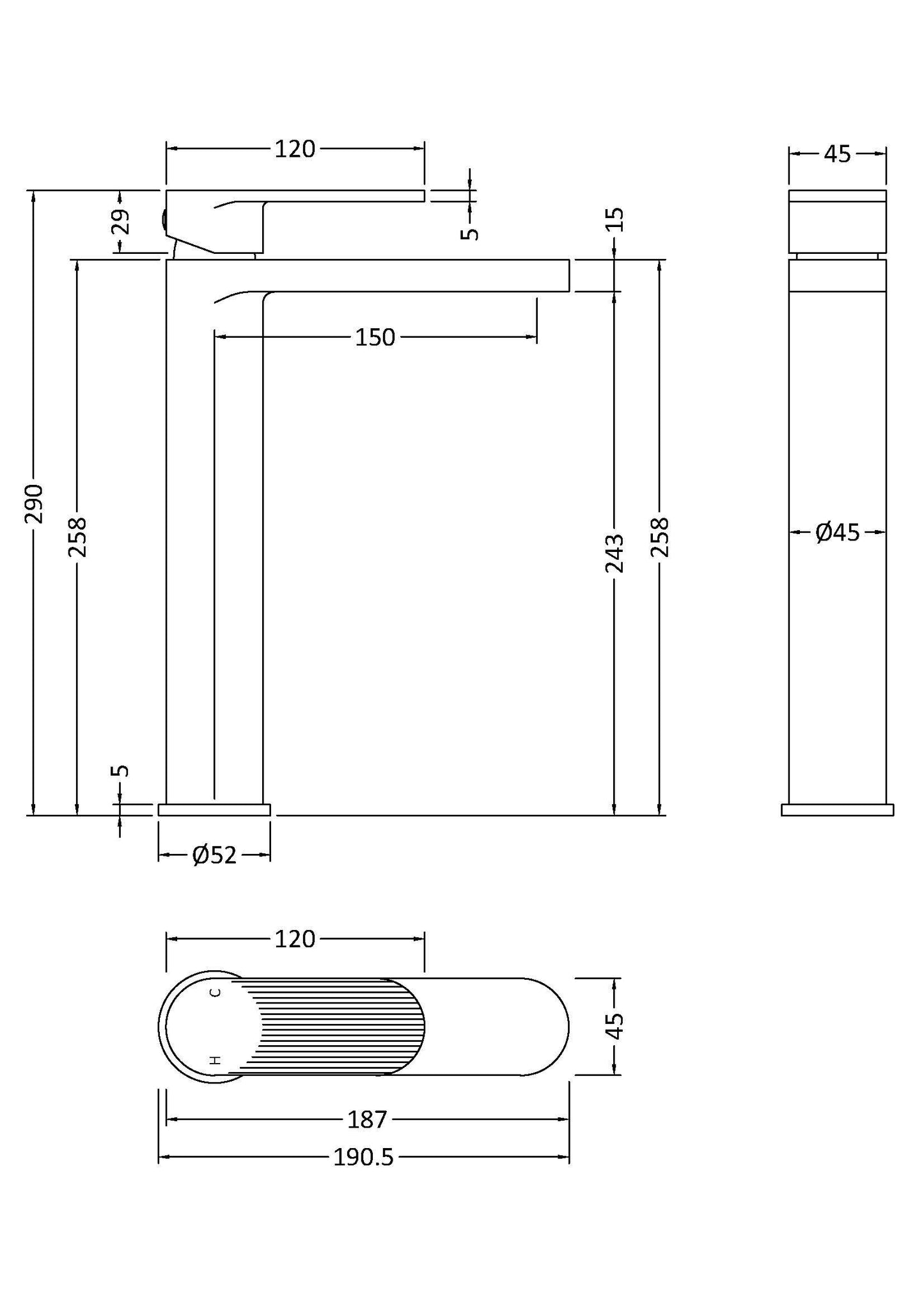 Cyprus High Rise Mono Basin Mixer