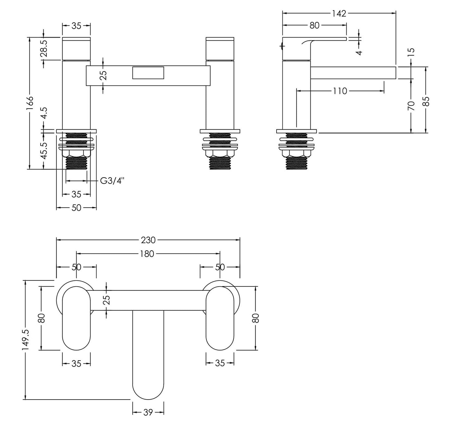 Binsey Deck Mounted Bath Filler