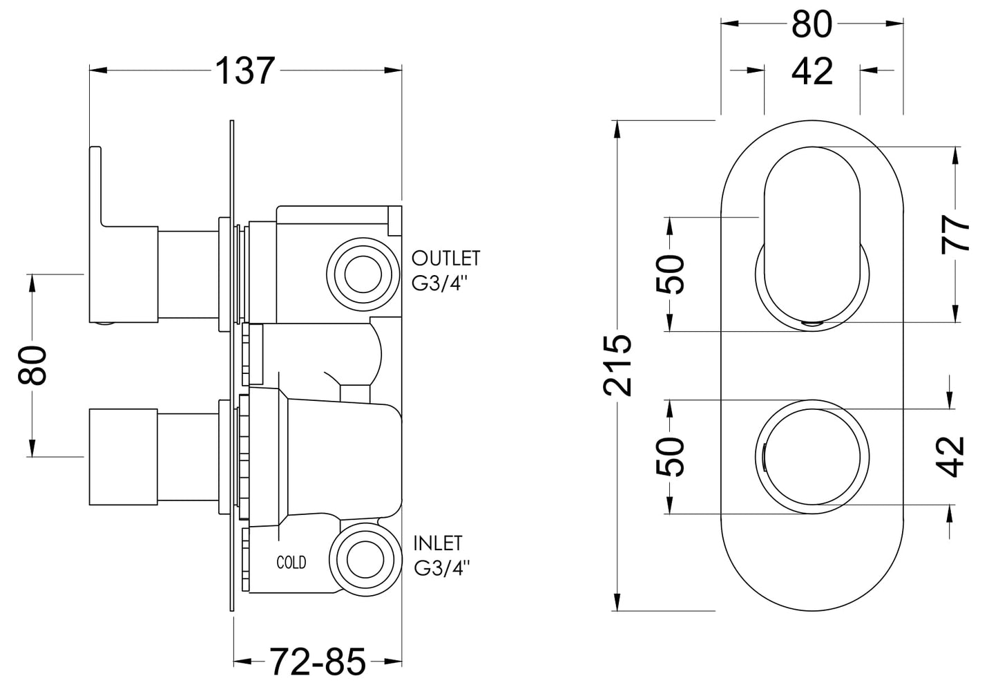 Binsey Twin Thermostatic Valve With Diverter