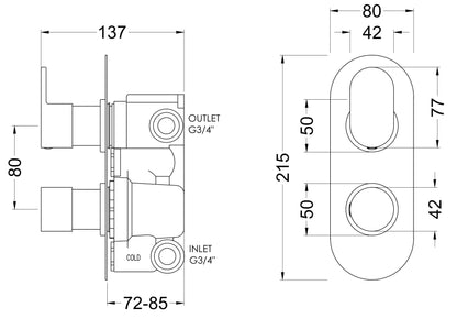 Binsey Twin Thermostatic Valve With Diverter