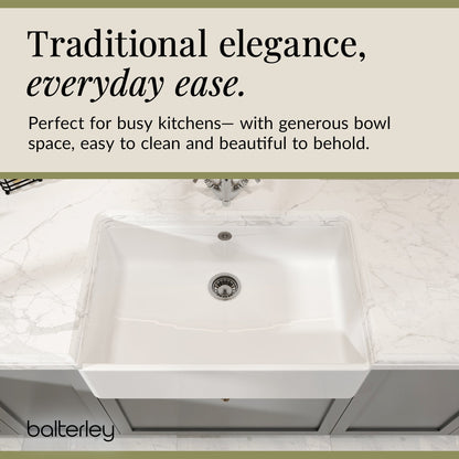 1 Bowl Fireclay Butler Kitchen Sink Overflow &  Waste - 795mm