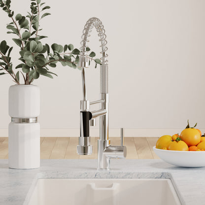 Tall Side Action Handle Kitchen Tap Rinser & Pan Filler - Chrome/Black