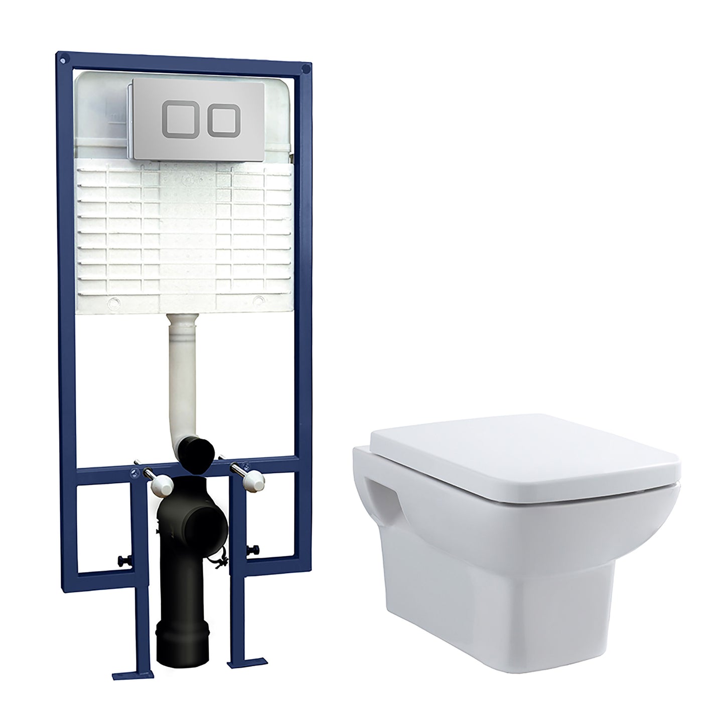 Nuie Square Bowl Wall Hung Toilet With Soft Close Seat & Concealed Cistern