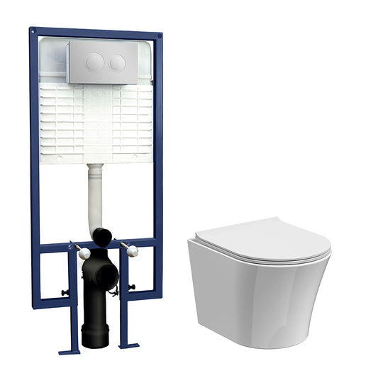 Nuie 365mm Wall Hung Toilet With Soft Close Seat & Concealed Cistern