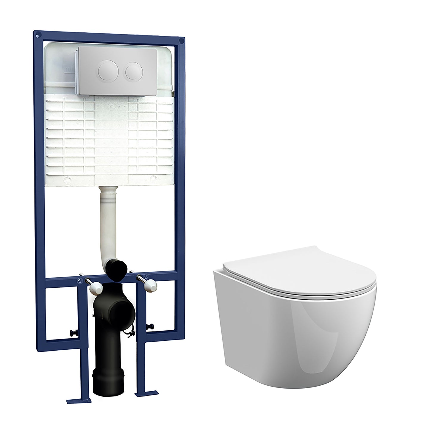 Nuie Contemporary Wall Hung Toilet With Soft Close Seat & Concealed Cistern