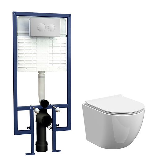 Nuie Contemporary Wall Hung Toilet With Soft Close Seat & Concealed Cistern