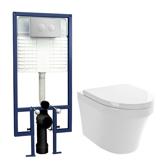 Nuie Contemporary Wall Hung Toilet With Soft Close Seat & Concealed Cistern